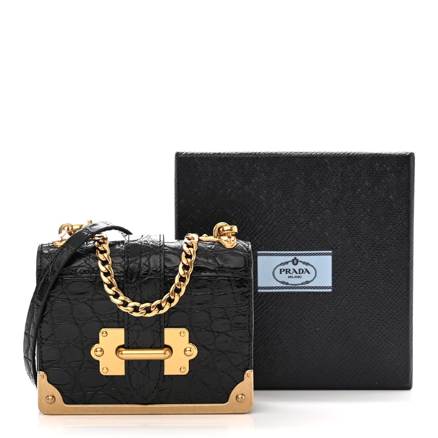 Crocodile Micro Cahier Bag Black