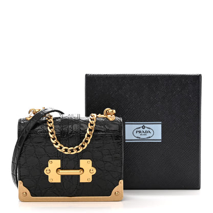 Prada Crocodile Micro Cahier Bag Black 12 of 12