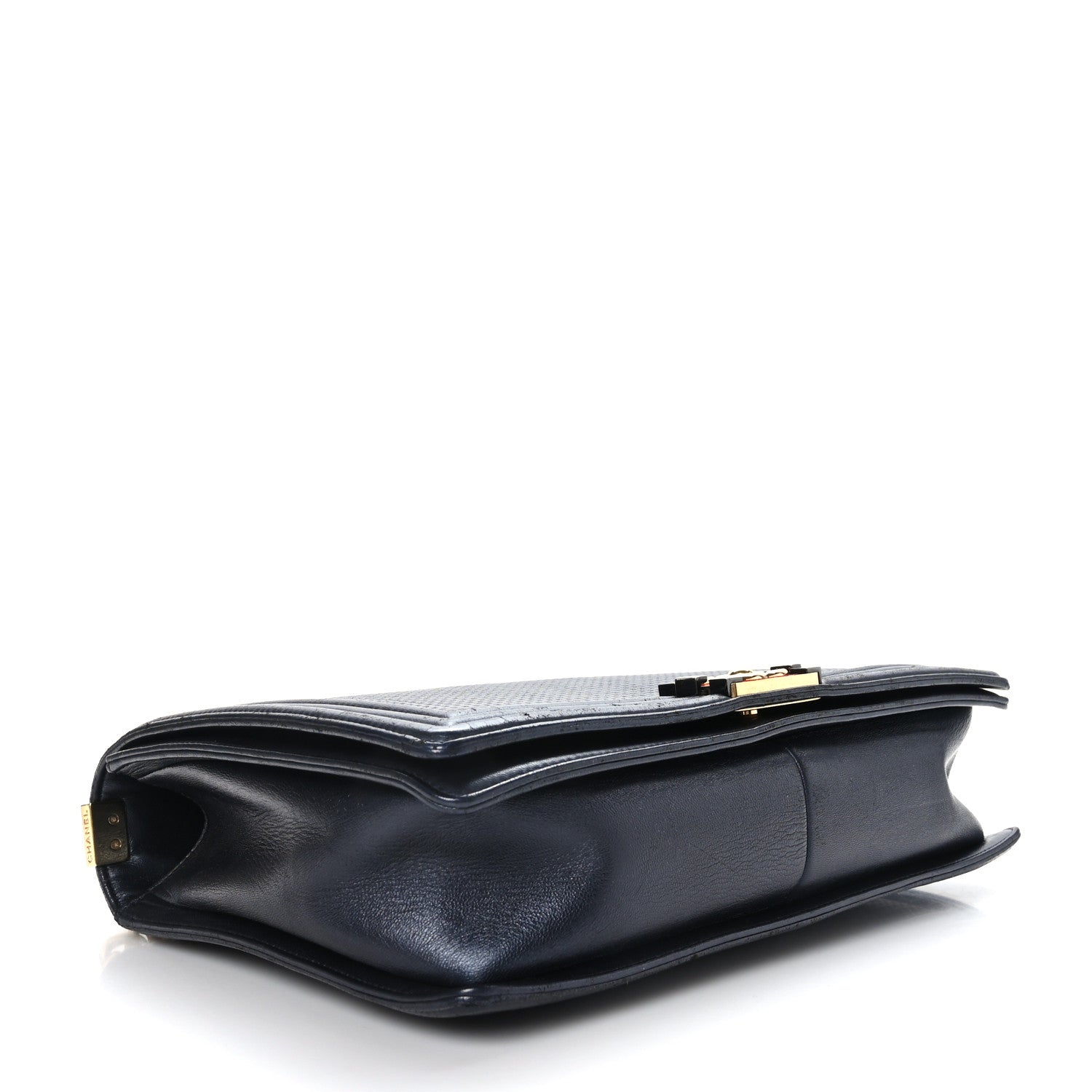 Chanel Lambskin Embossed Large Boy Cube Flap Navy Blue 4 of 9
