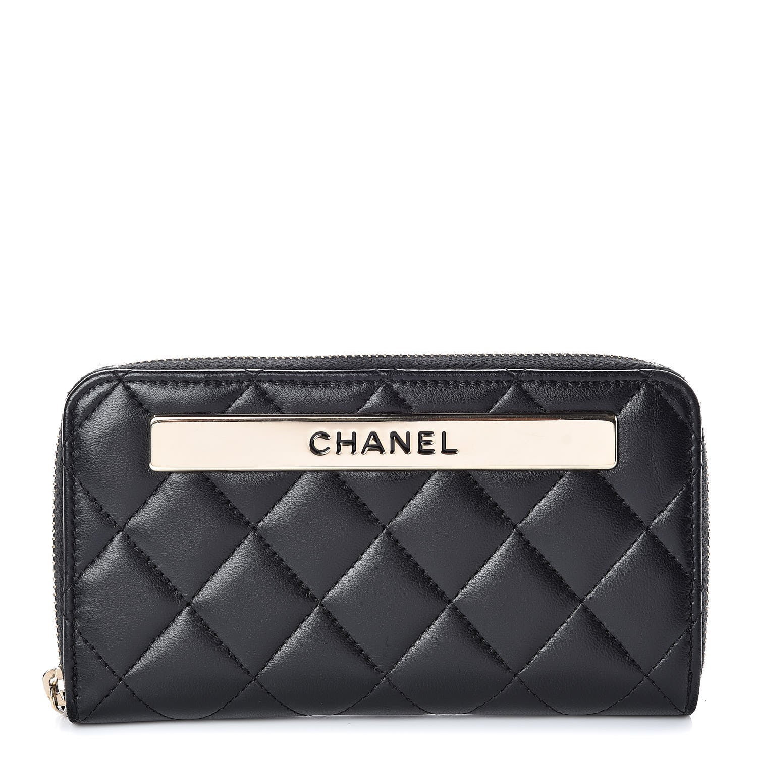 Chanel Lambskin Quilted Small Trendy CC Zip Around Wallet Black 1 of 14