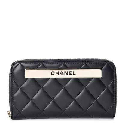 Chanel Lambskin Quilted Small Trendy CC Zip Around Wallet Black 1 of 14