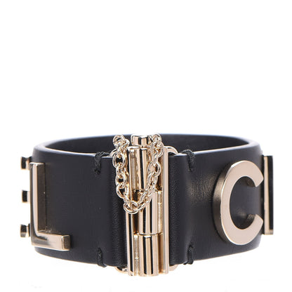 Chanel Calfskin Logo Cuff Bracelet Black Gold 3 of 8