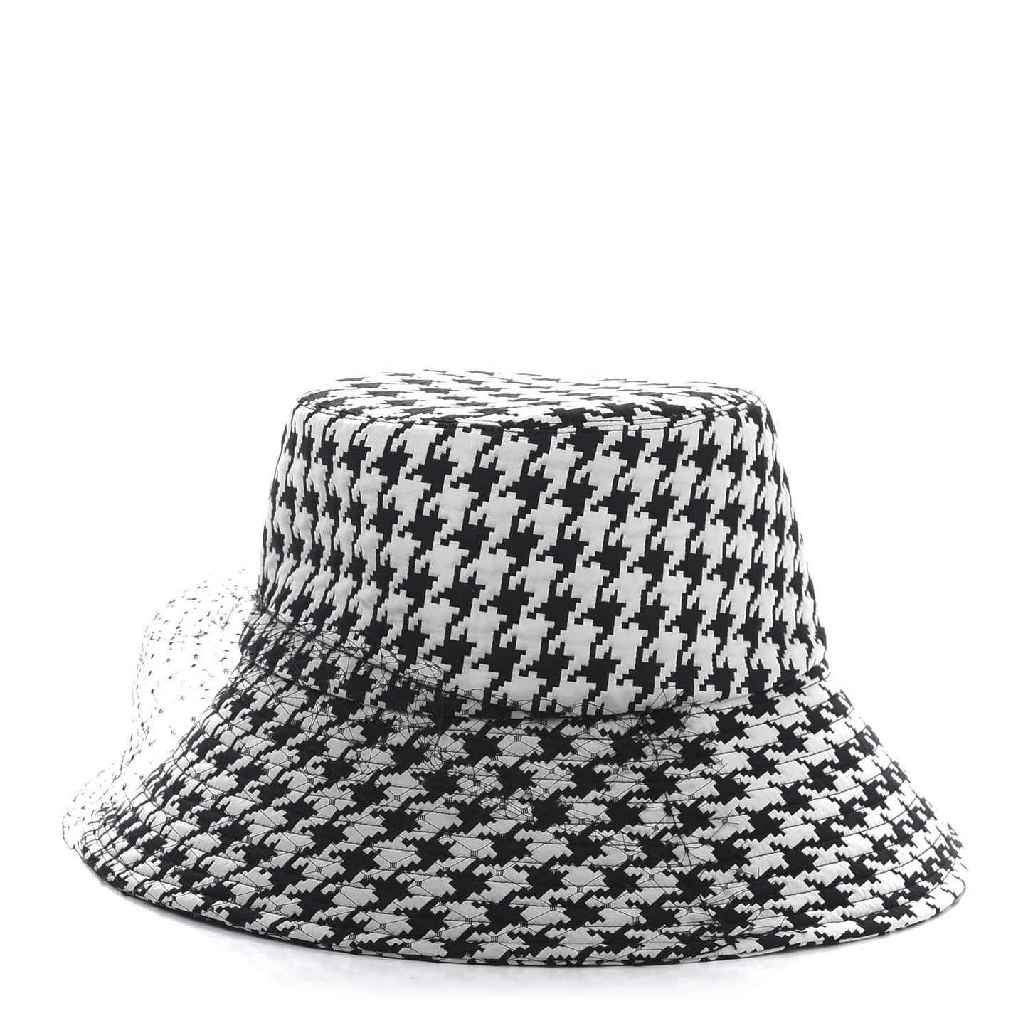 Technical Fabric 30 Montaigne Large Brim Bucket Hat with Veil 58 Black White