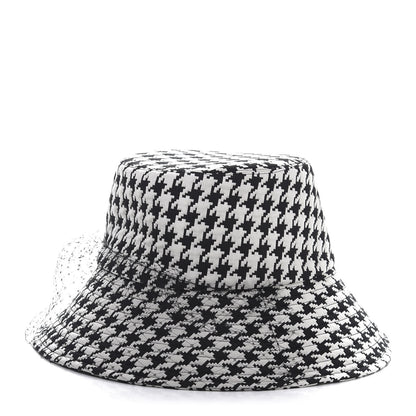 Christian Dior Technical Fabric 30 Montaigne Large Brim Bucket Hat with Veil 58 Black White 1 of 8