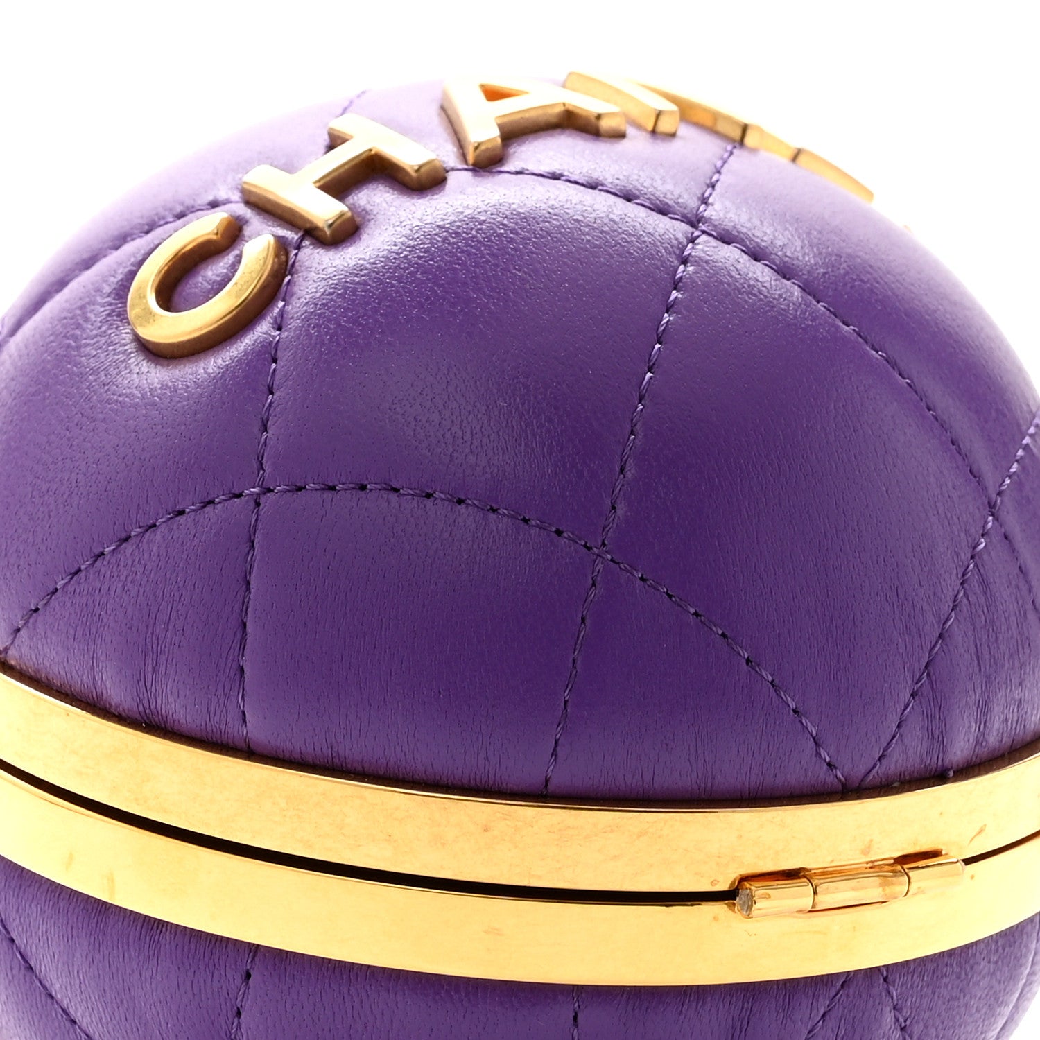 Chanel Lambskin CC Minaudiere Sphere Chain Clutch Purple 9 of 10