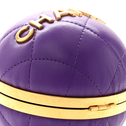 Chanel Lambskin CC Minaudiere Sphere Chain Clutch Purple 9 of 10