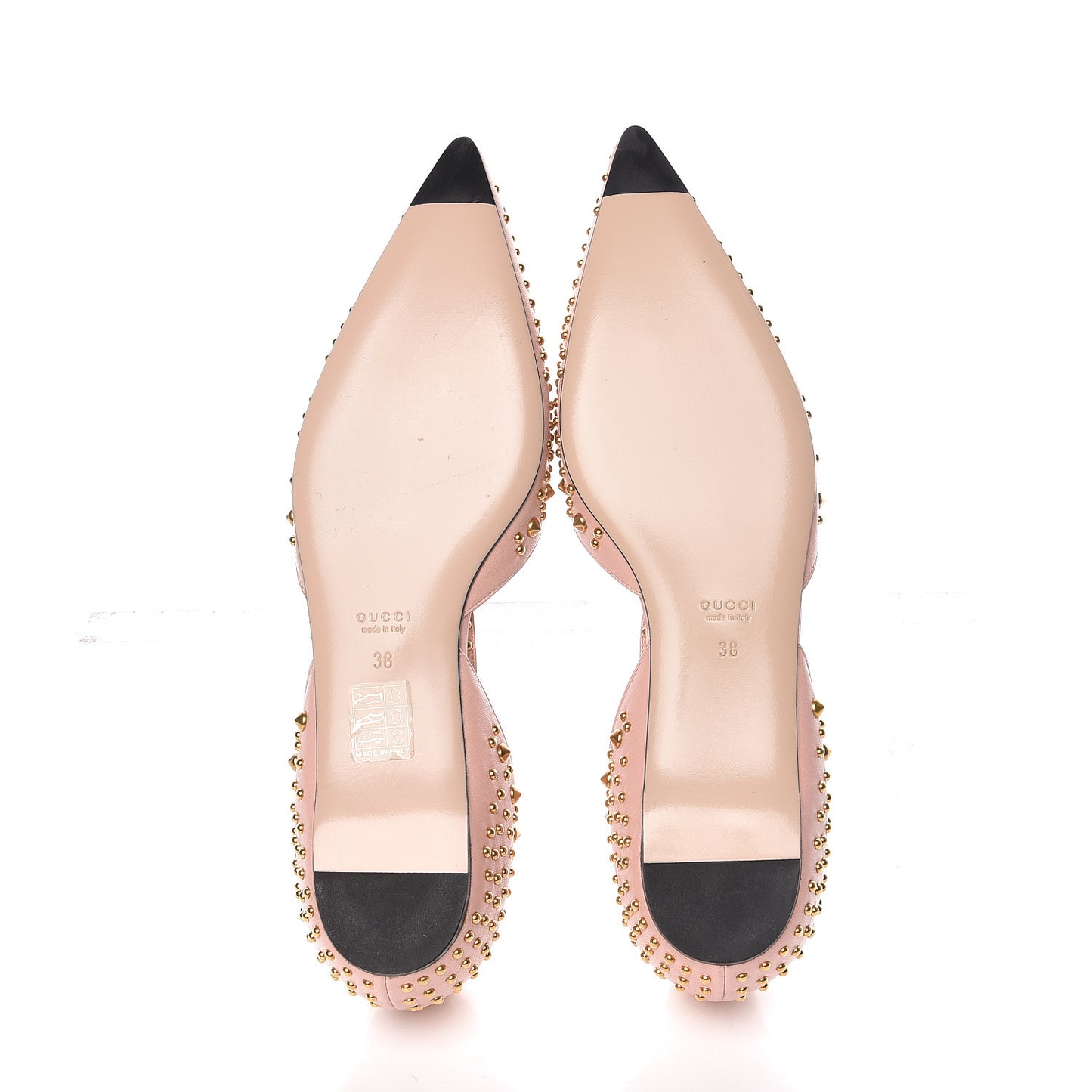 Malaga Kid Studded Pointed Toe Unia Flats 38 Perfect Pink