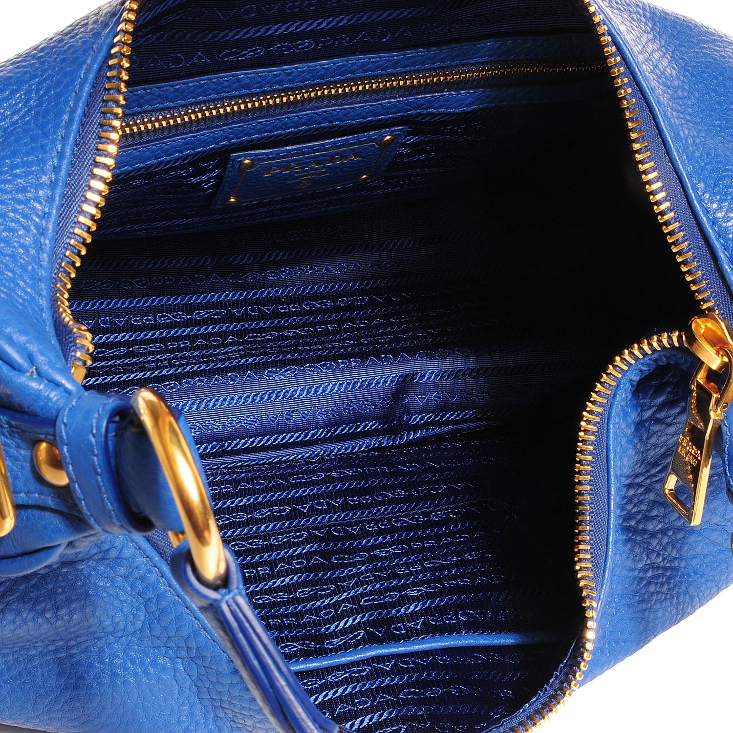 Prada Vitello Daino Hobo Azzurro 5 of 8