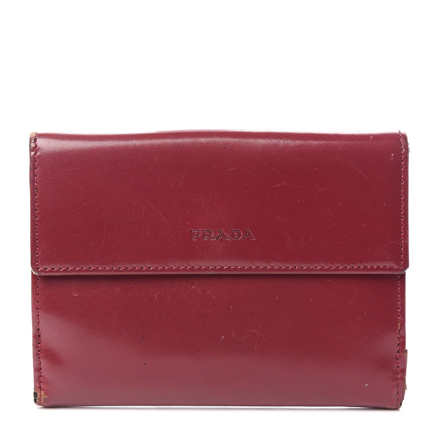 Vitello French Flap Compact Wallet Cherry