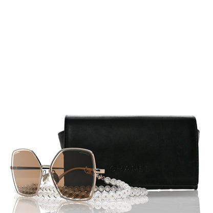 Chanel Butterfly Removable Pearl Chain Sunglasses 4262 Brown 8 of 8