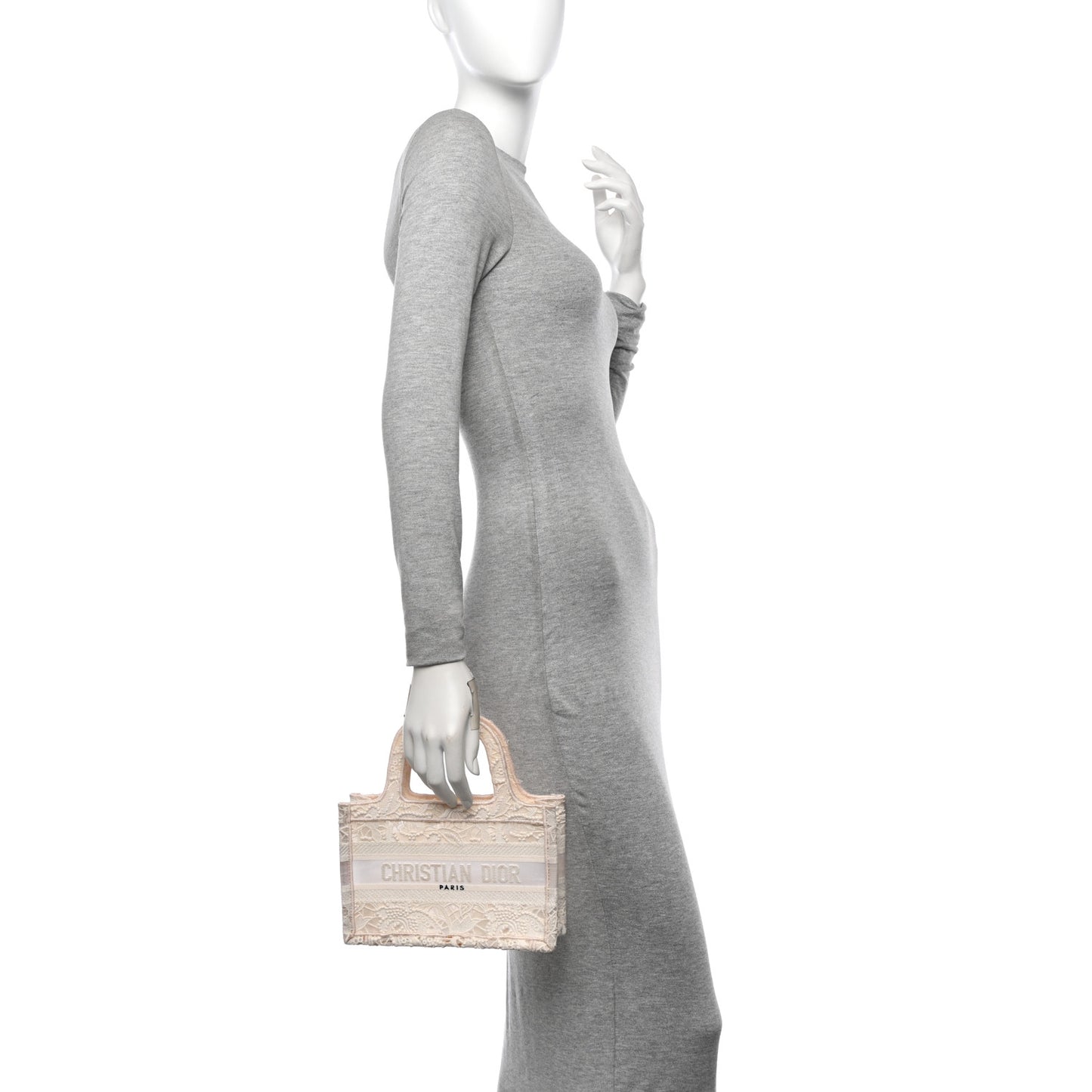 Transparent Embroidered Mesh Macrame Mini Book Tote White