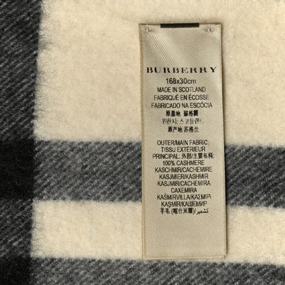 Burberry Cashmere Giant Check Icon Stripe Fringe Scarf Natural White 4 of 4