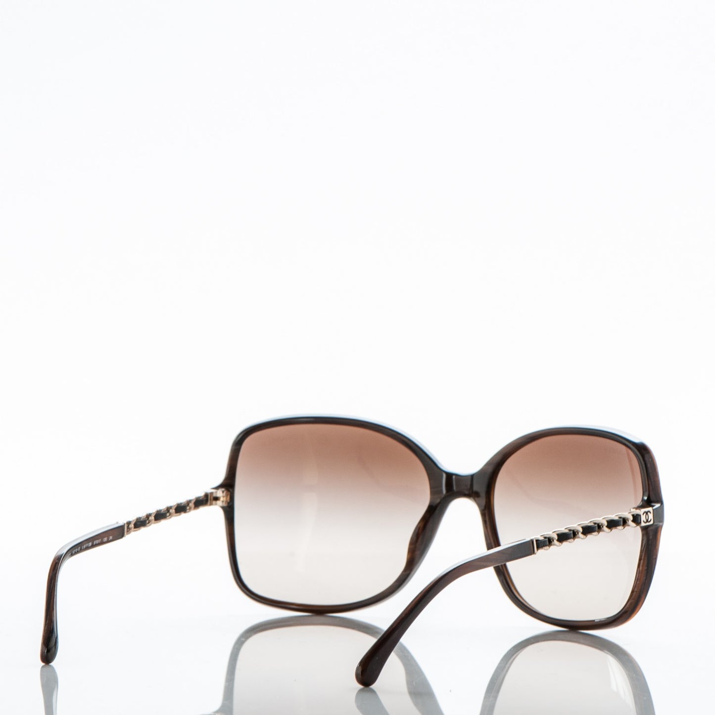 Acetate Metal Lambskin Chain Square Sunglasses 5210-Q Brown