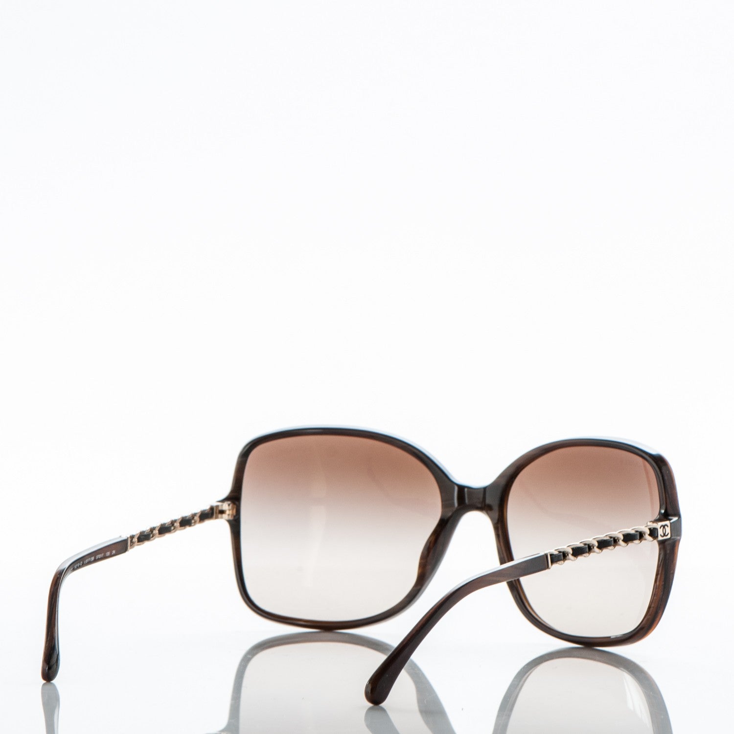 Chanel Acetate Metal Lambskin Chain Square Sunglasses 5210-Q Brown 4 of 6