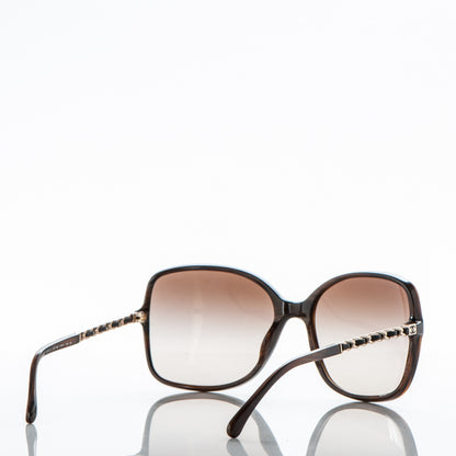 Chanel Acetate Metal Lambskin Chain Square Sunglasses 5210-Q Brown 4 of 6