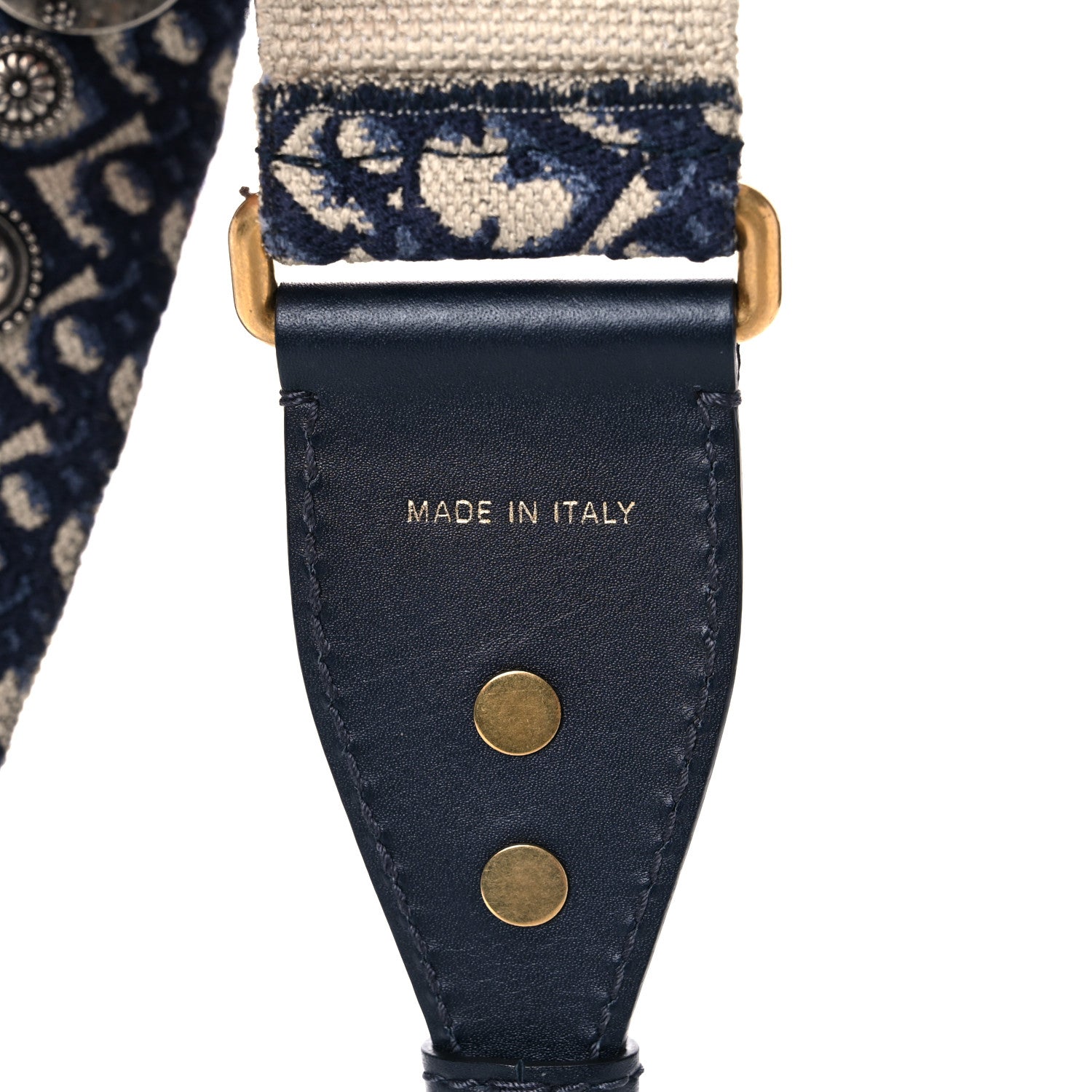 Christian Dior Oblique Studded Shoulder Strap Blue 3 of 10