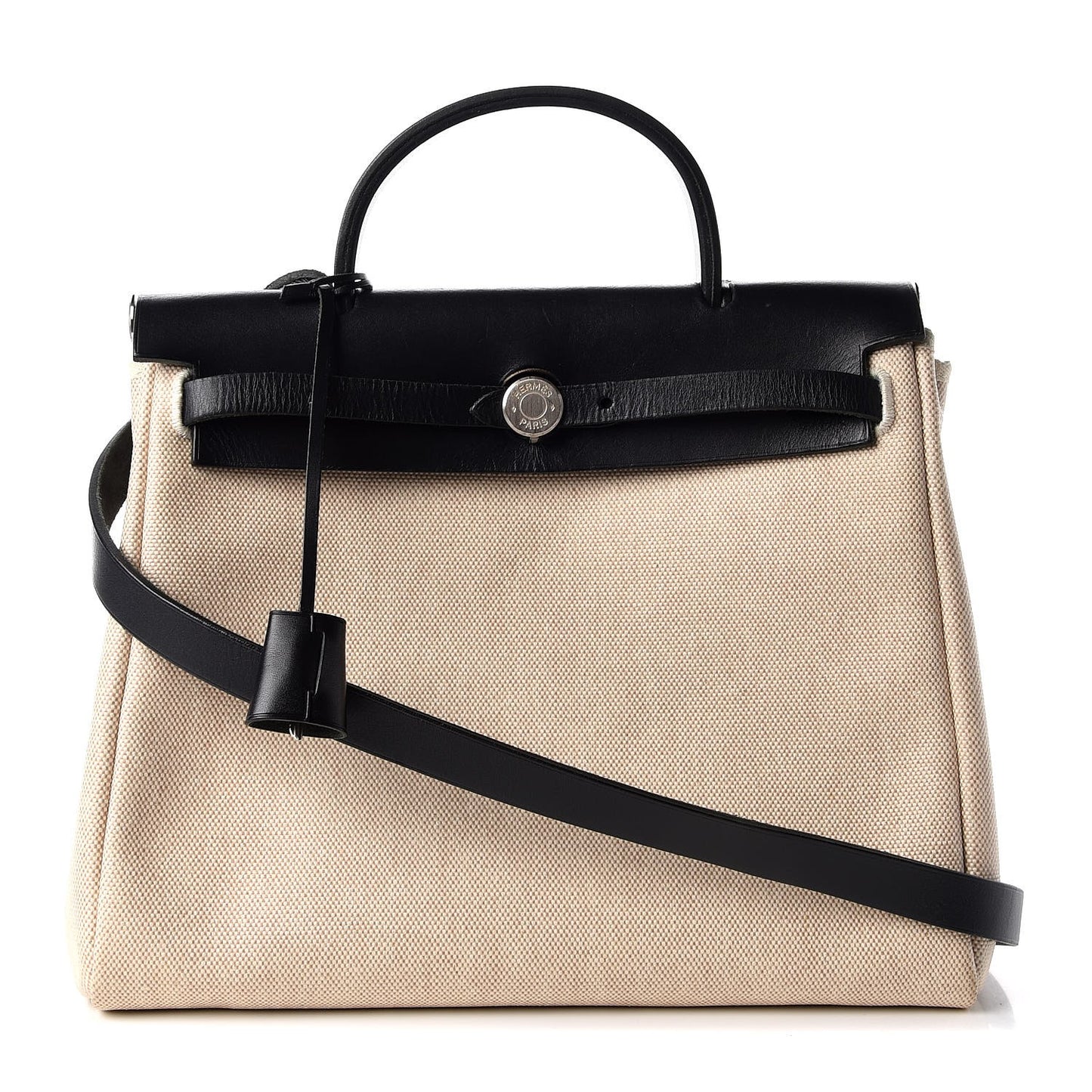 Toile Vache Calfskin Herbag 30 PM Natural Black