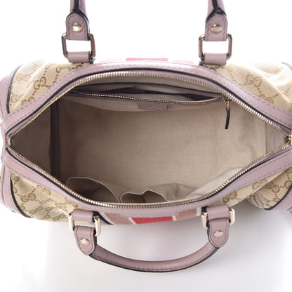 Gucci Monogram Selleria Calfskin Vintage Web Medium Boston New Sand Lilas 7 of 9