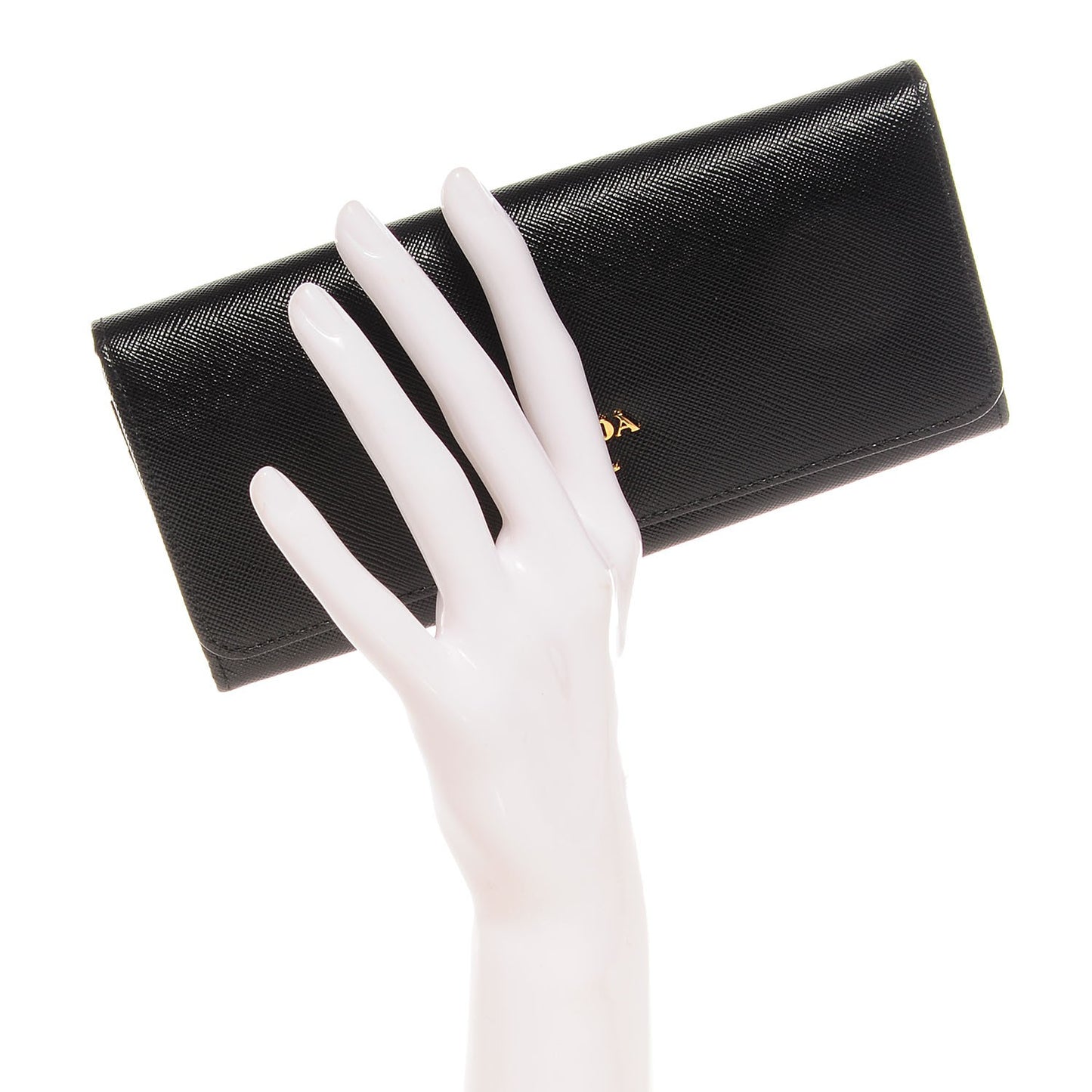 Saffiano Metal Continental Flap Wallet Nero Black