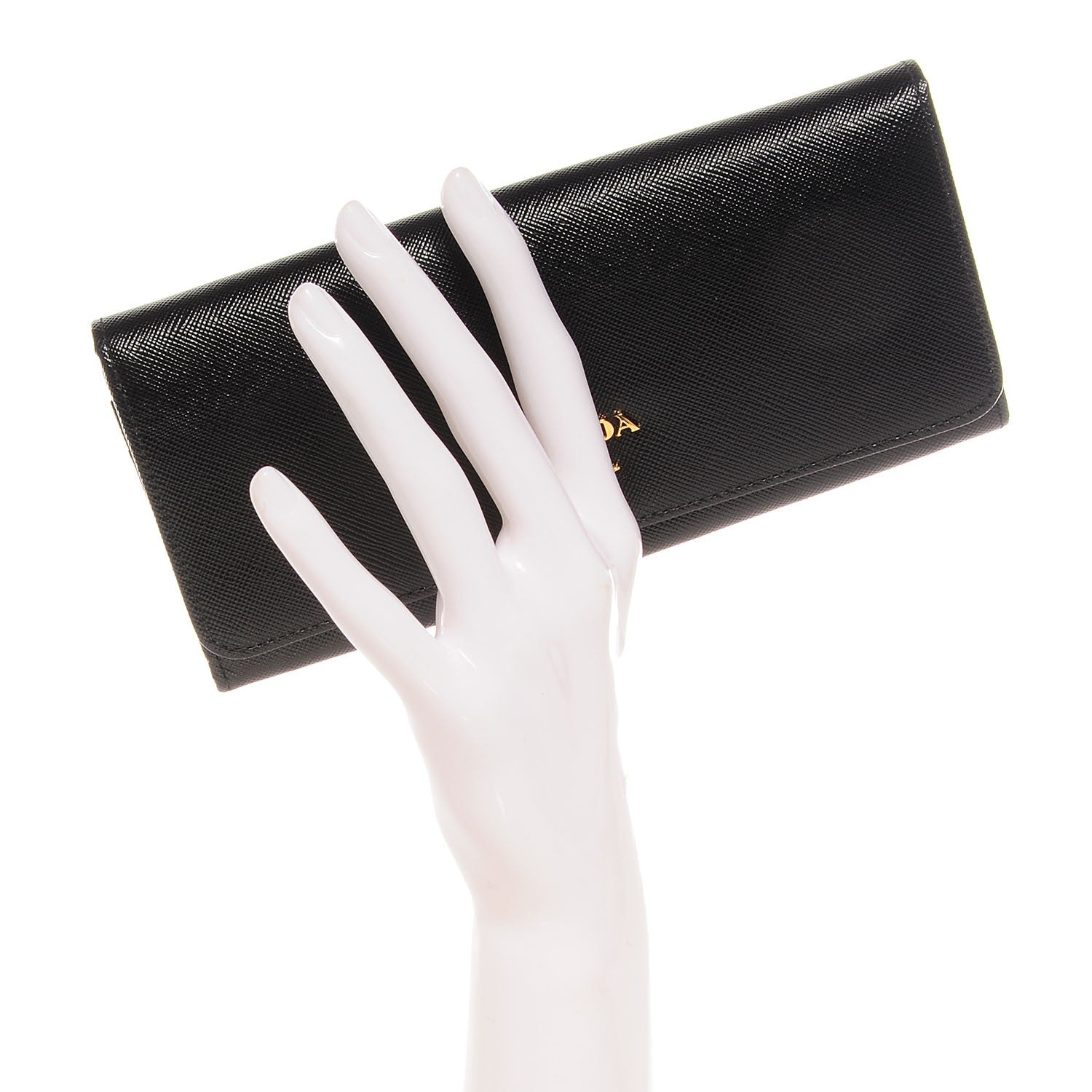 Prada Saffiano Metal Continental Flap Wallet Nero Black 2 of 12