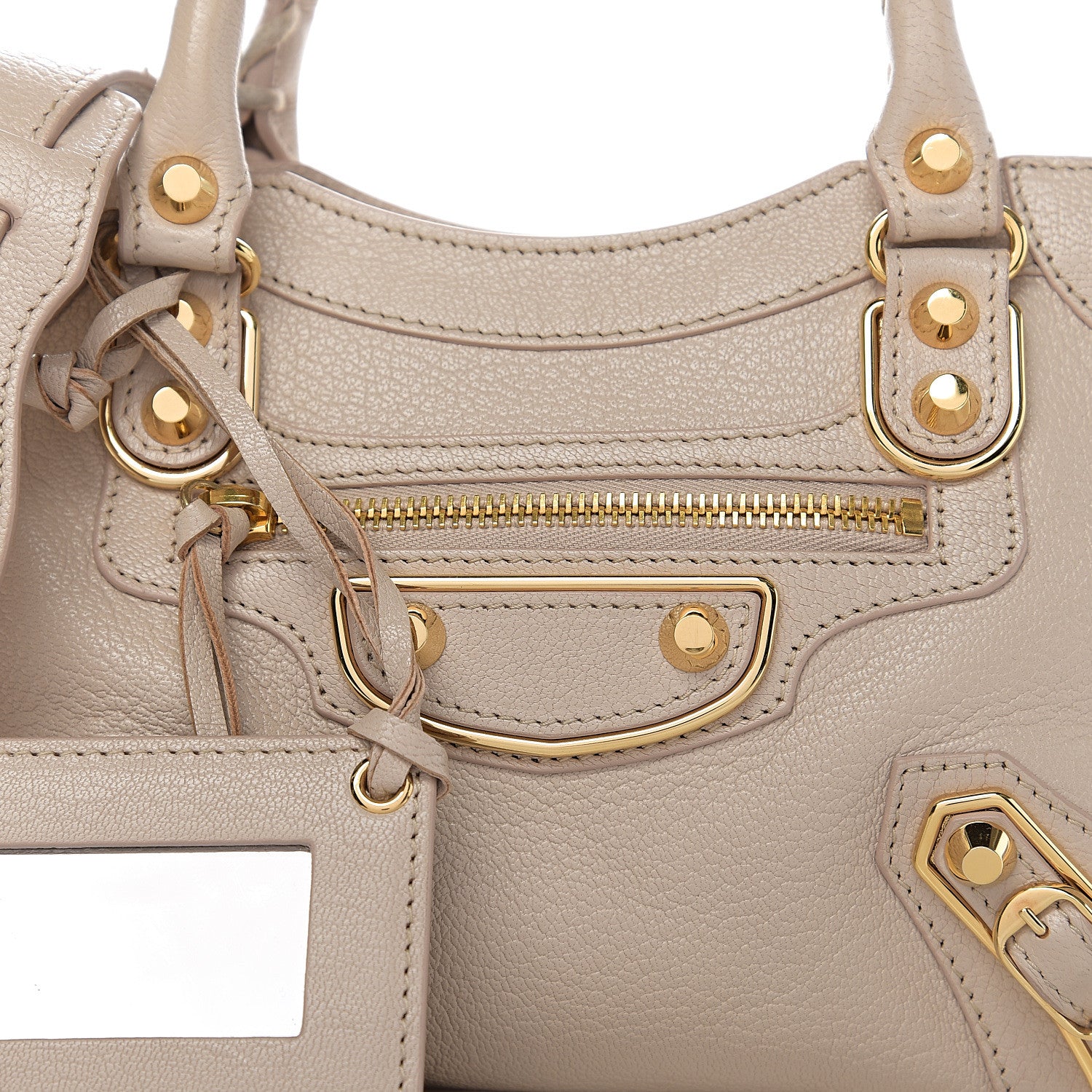 Balenciaga Chevre Gold Metallic Edge Hardware Mini City Beige