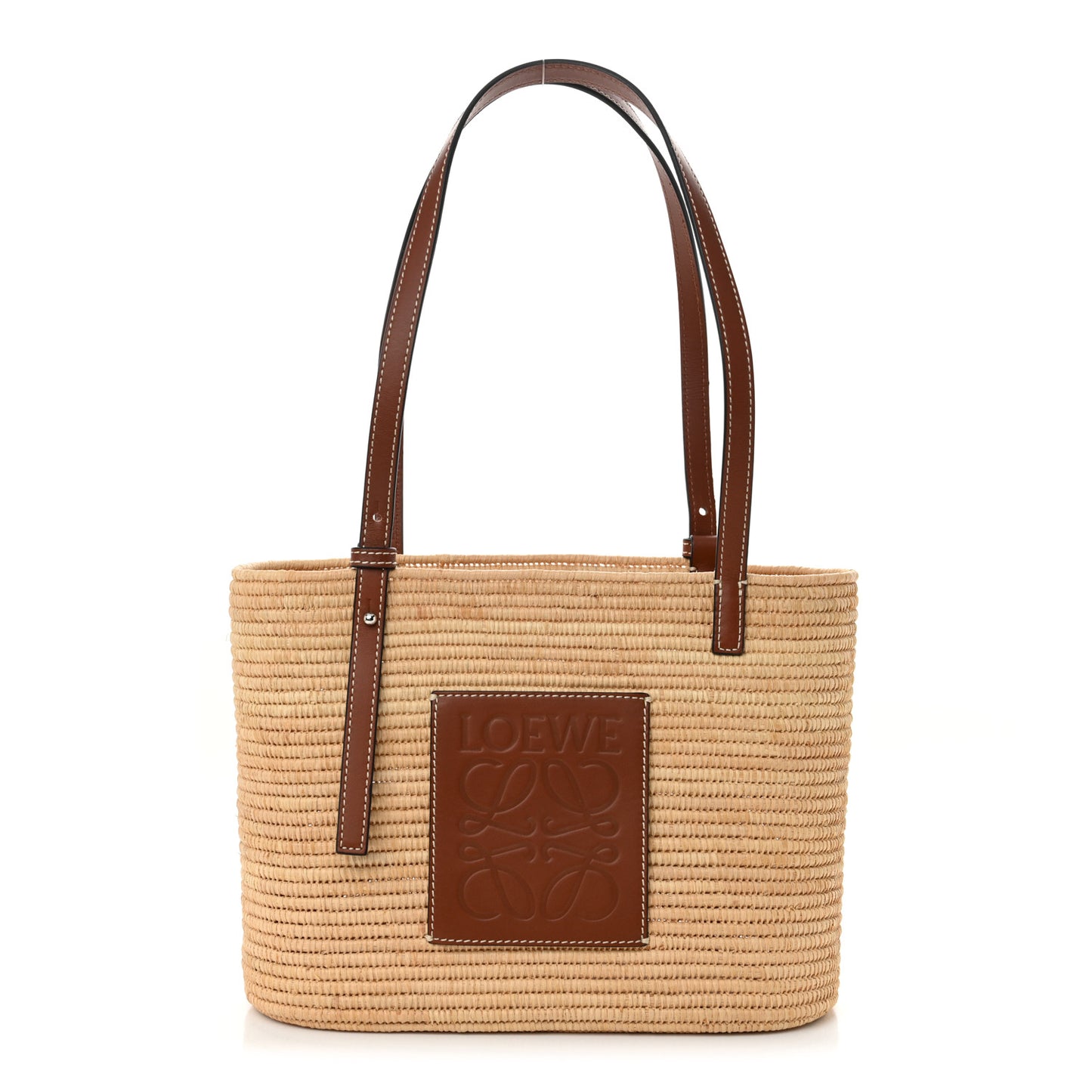 Raffia Small Square Basket Tote Bag Natural Tan