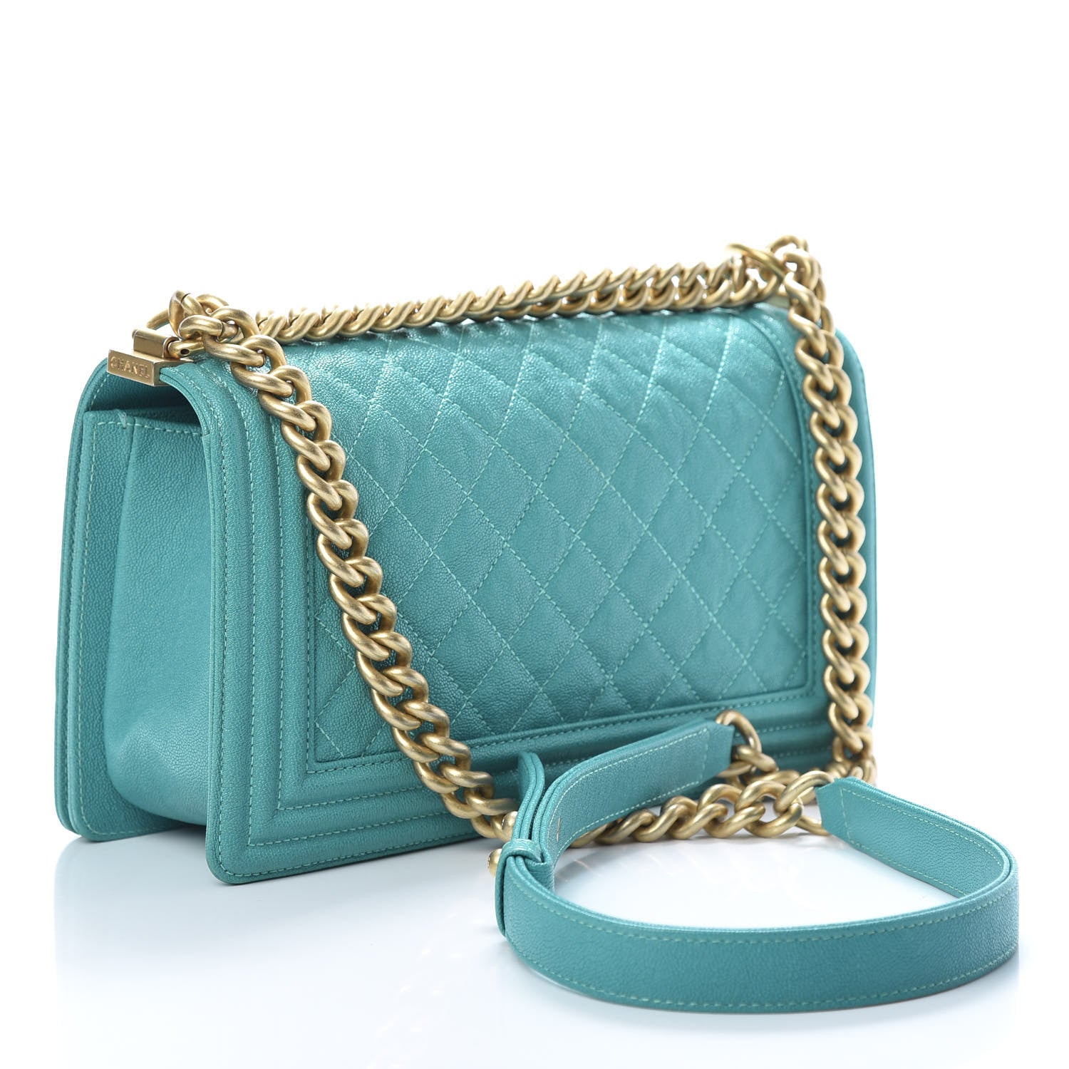 Chanel Caviar Quilted Medium Boy Flap Turquoise 3 of 11