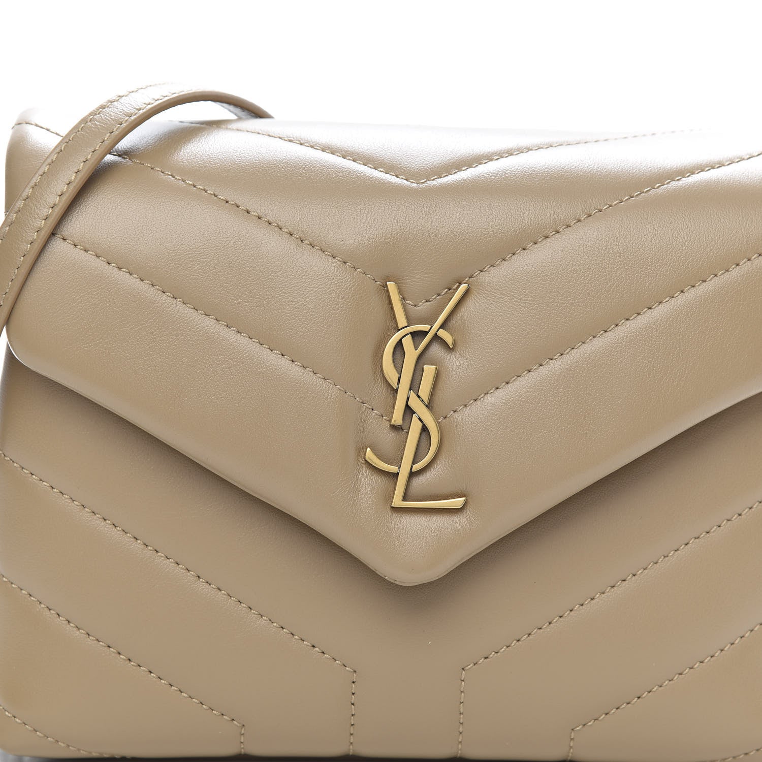 Saint Laurent Calfskin Y Quilted Monogram Toy Loulou Crossbody Bag Latte 11 of 12