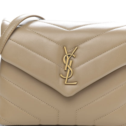 Saint Laurent Calfskin Y Quilted Monogram Toy Loulou Crossbody Bag Latte 11 of 12