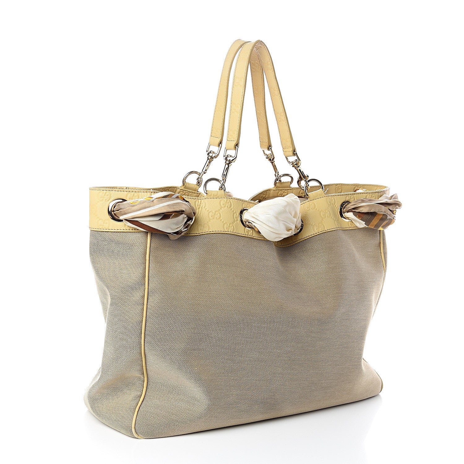 Gucci Canvas Guccissima Large Positano Tote Beige 2 of 12