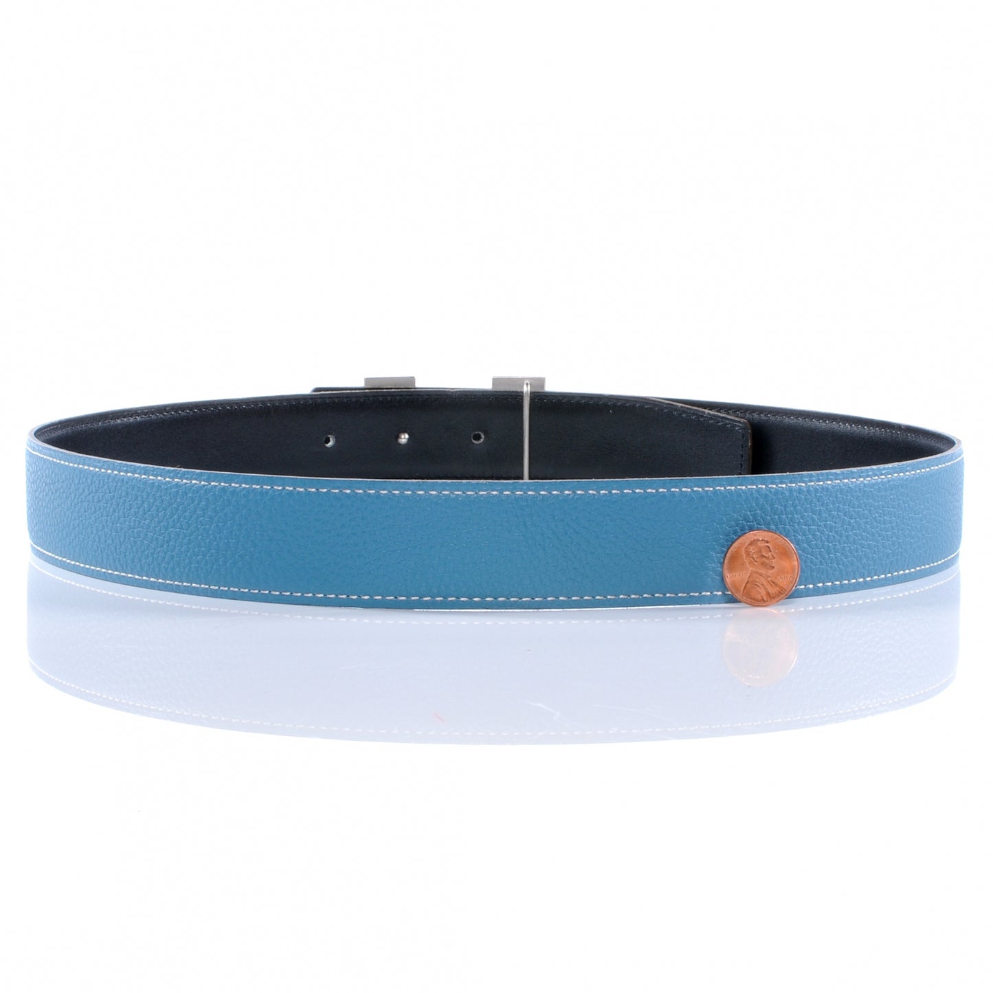 Togo Box Reversible Constance 32mm H Belt 80 Blue Jean Noir