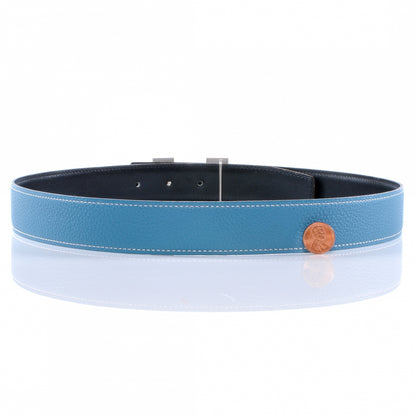 Hermes Togo Box Reversible Constance 32mm H Belt 80 Blue Jean Noir 2 of 6