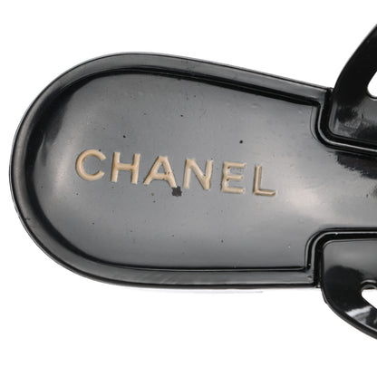 Chanel Jelly Camellia Thong Sandals 39 Black Ivory 7 of 8