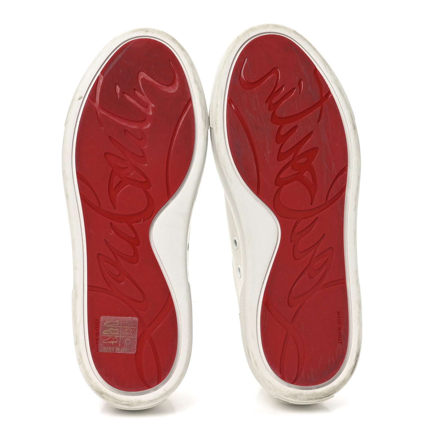 Calfskin Patent Vieirissima Flat Sneakers 36.5 White Loubi