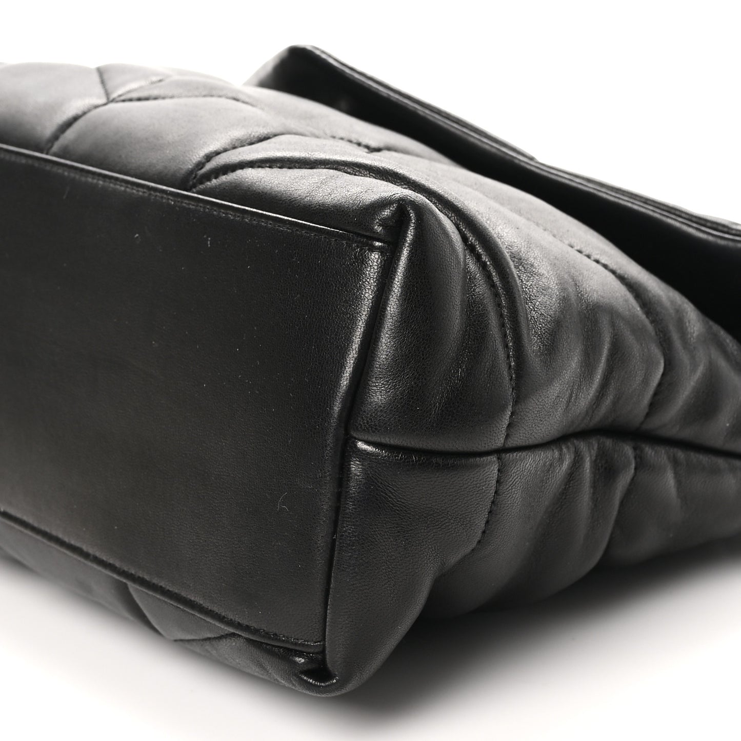 Lambskin Quilted Medium Loulou Puffer Monogram Chain Satchel Black