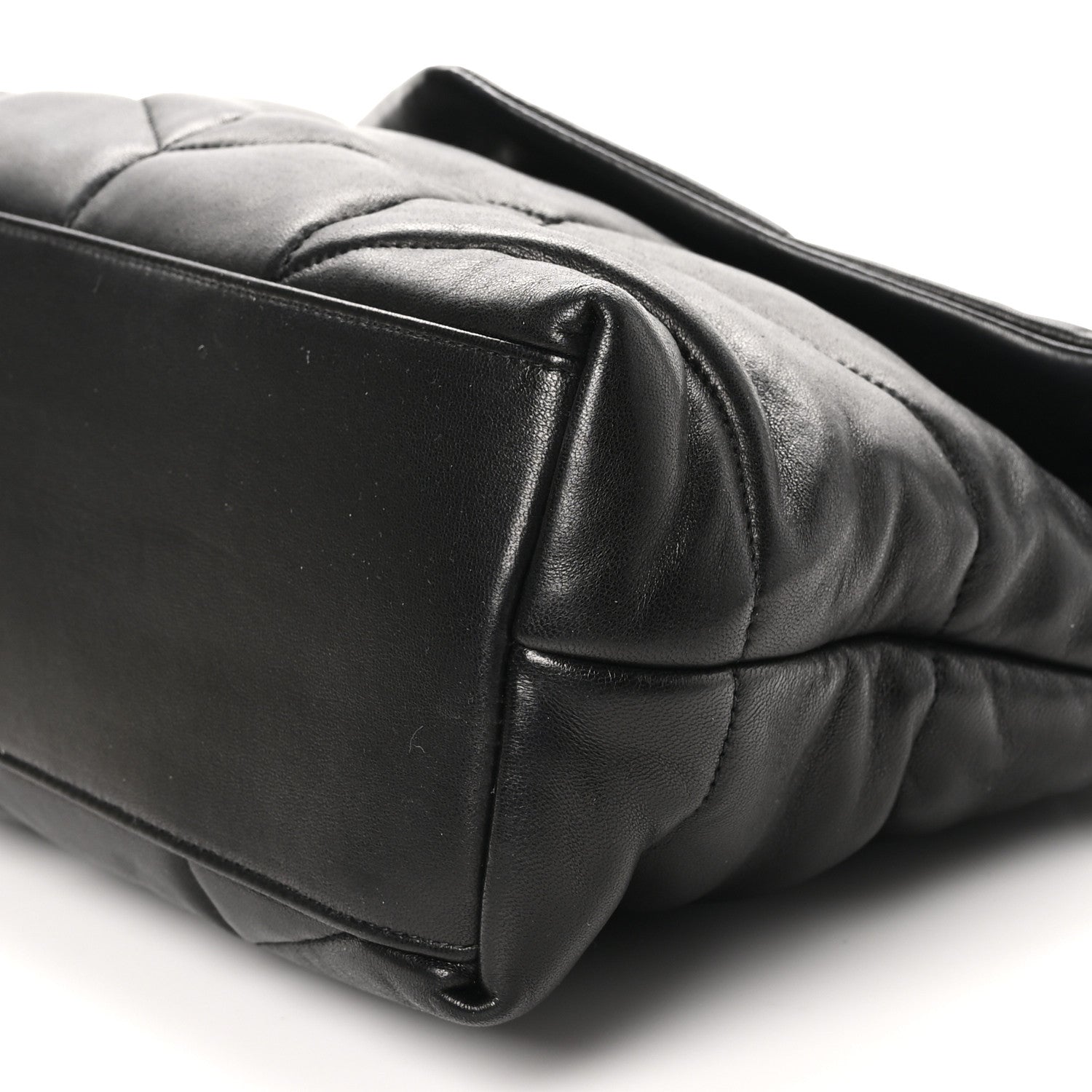 Saint Laurent Lambskin Quilted Medium Loulou Puffer Monogram Chain Satchel Black 10 of 11