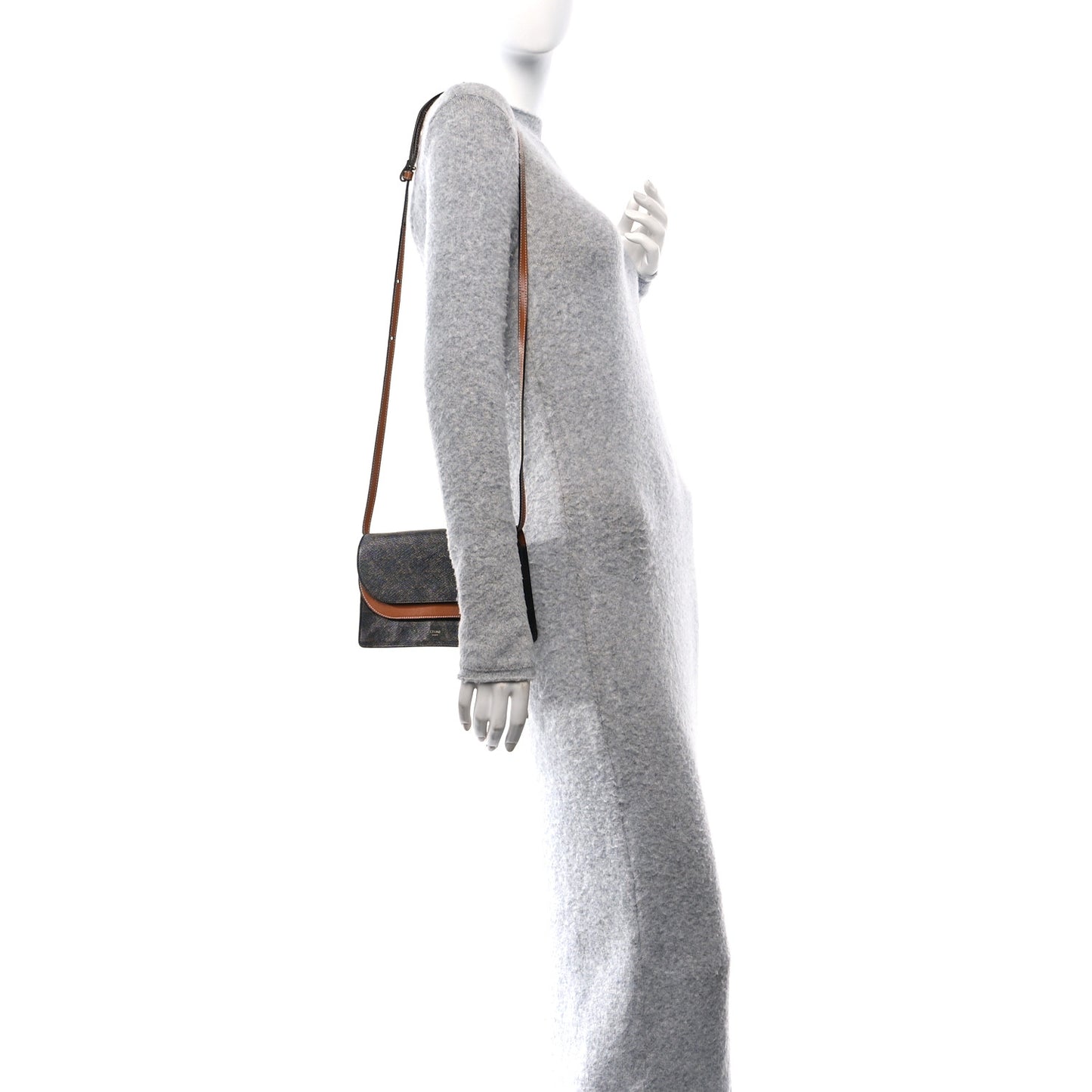 Triomphe Canvas Lambskin Wallet On Strap Tan