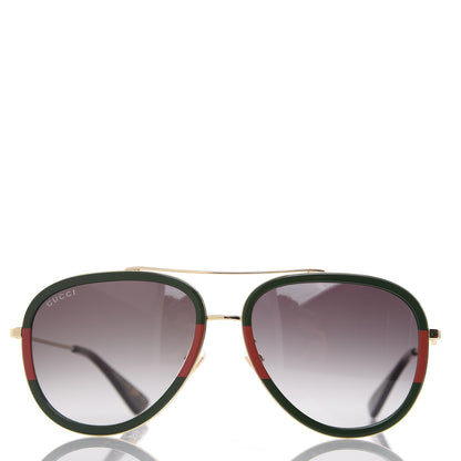 Gucci Web Aviator Sunglasses GG0062S Green Red 4 of 7
