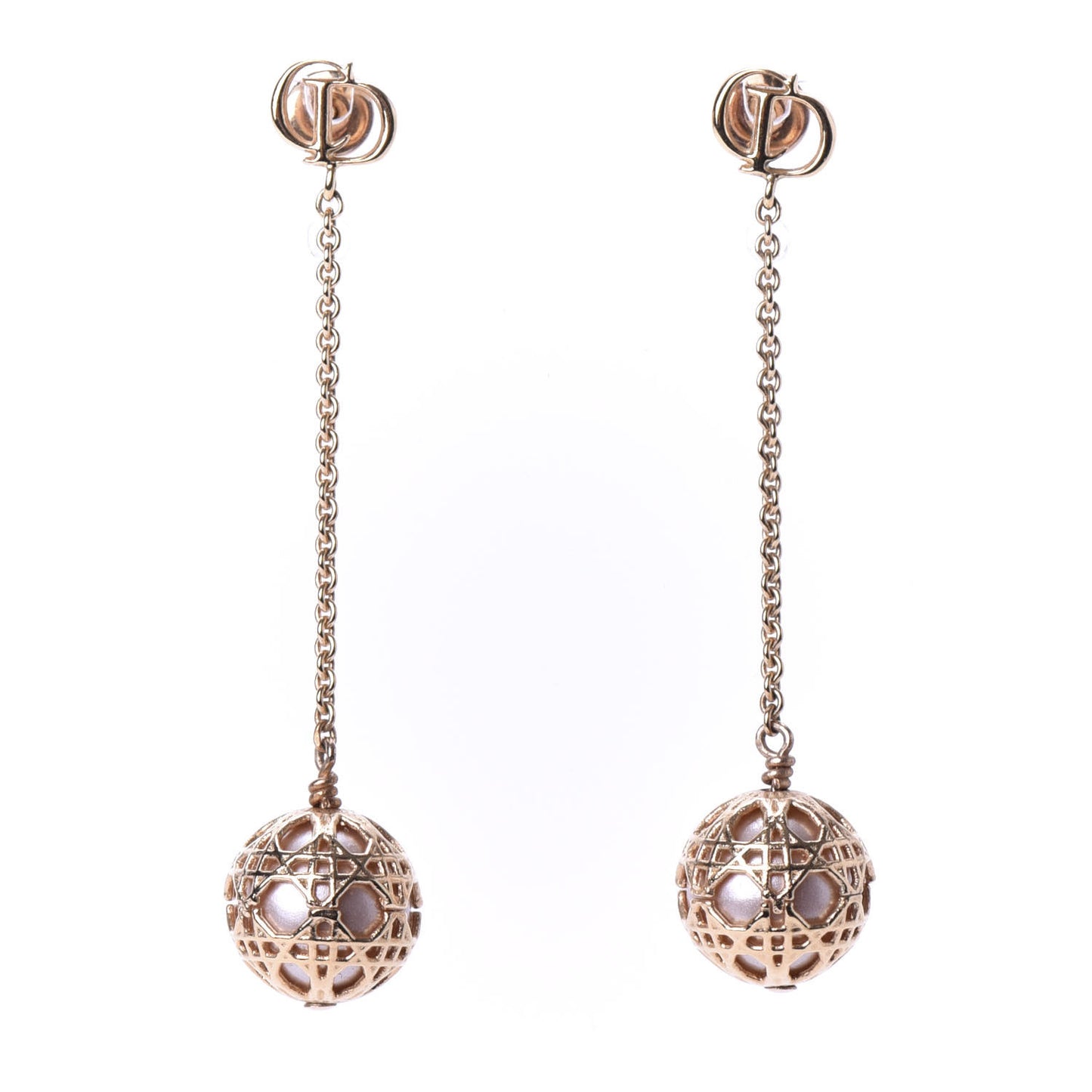 Pearl Secret Cannage Mise En Dior Tribales Dangle Earrings Rose Gold