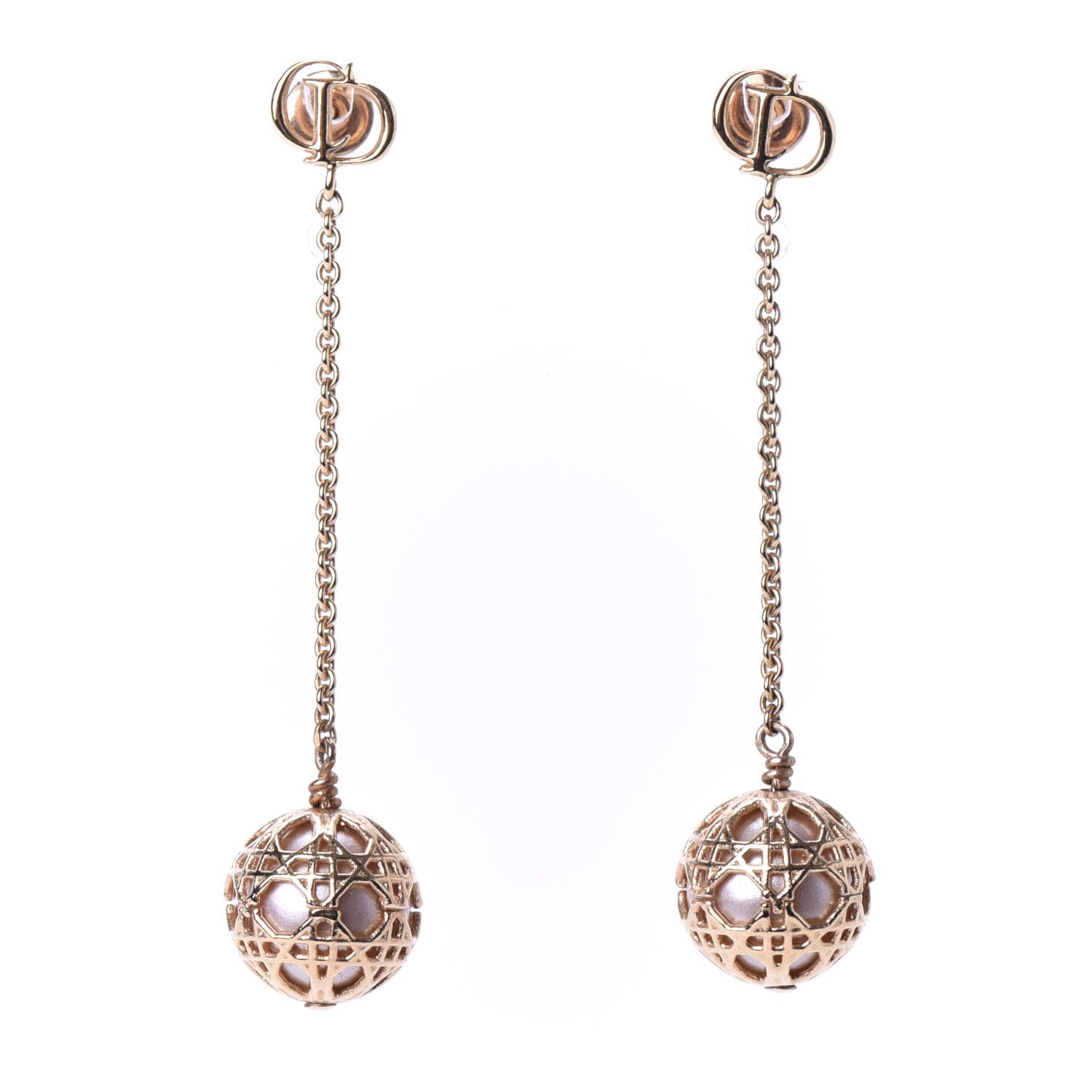 Christian Dior Pearl Secret Cannage Mise En Dior Tribales Dangle Earrings Rose Gold 1 of 3