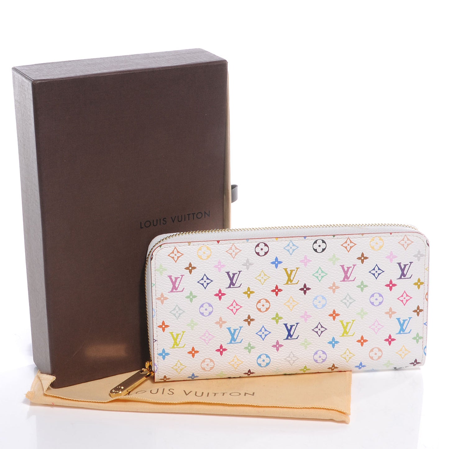 Monogram Multicolor Zippy Wallet White