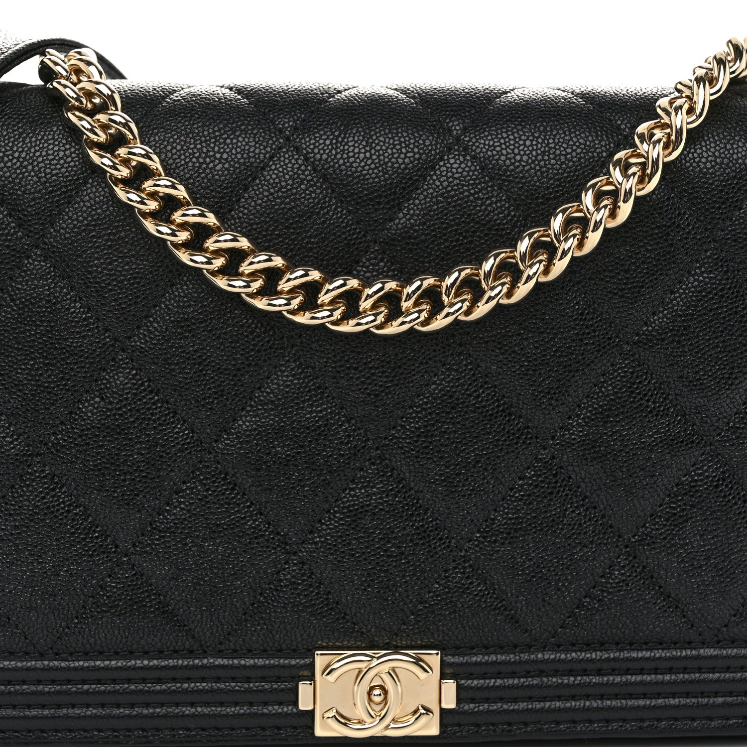 Chanel Caviar Quilted Boy Wallet On Chain WOC Black 10 of 12