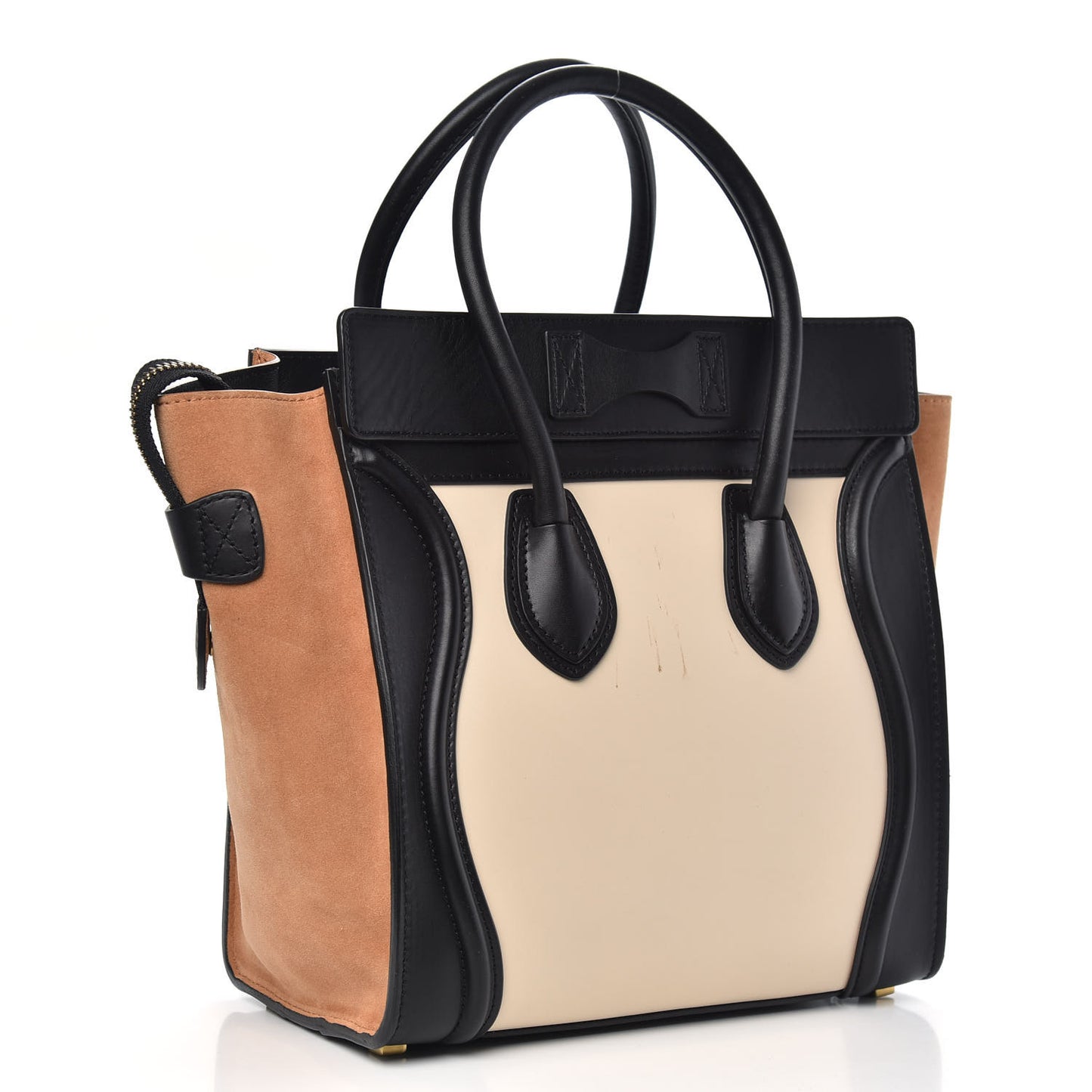 Satin Calfskin Suede Micro Tri-Color Luggage Seashell