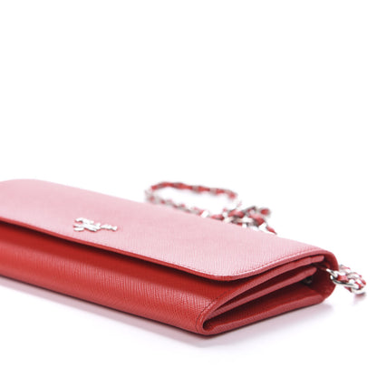 Prada Saffiano Metal Oro Chain Wallet Lacca 7 of 9