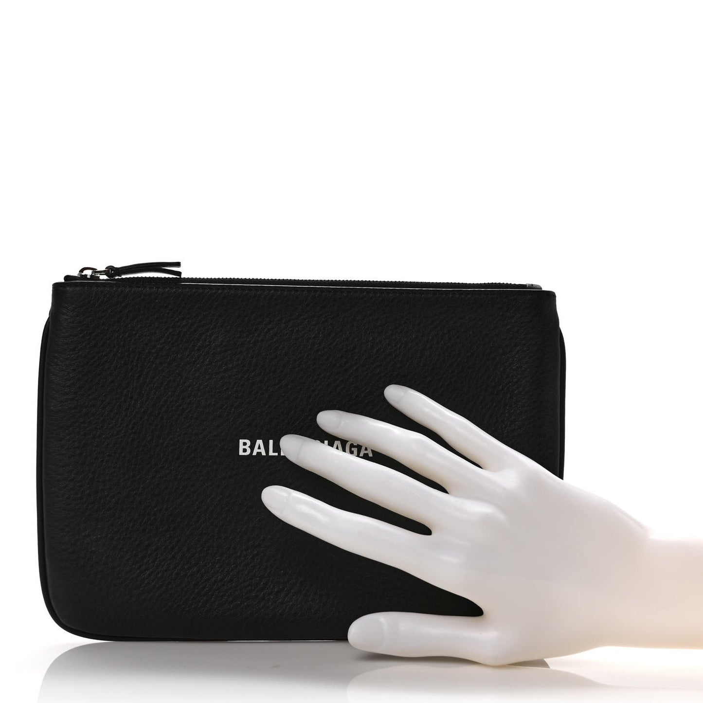 Calfskin Large Everyday Zip Pouch Black