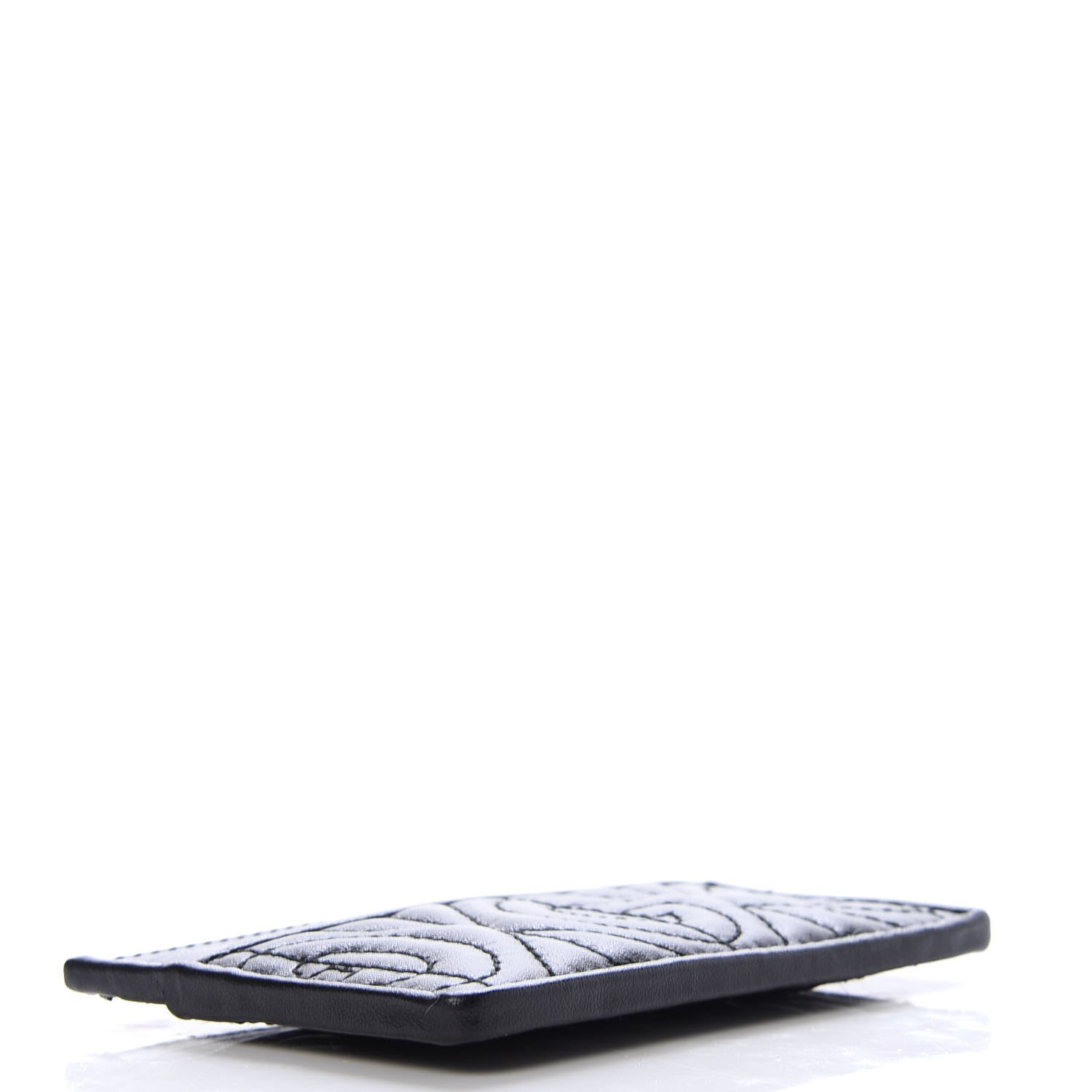 Gucci Calfskin G Rhombus Quilted Card Holder Black 4 of 8