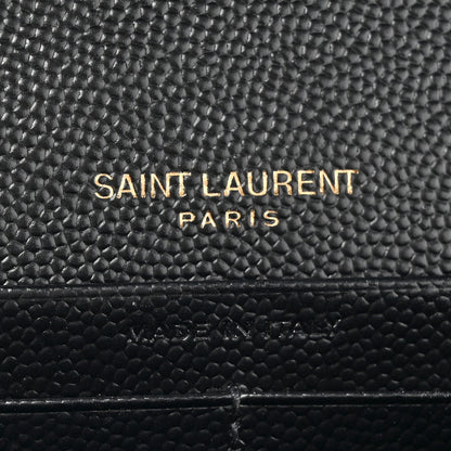 Saint Laurent Grain De Poudre Matelasse Chevron Monogram Chain Wallet Black 7 of 15