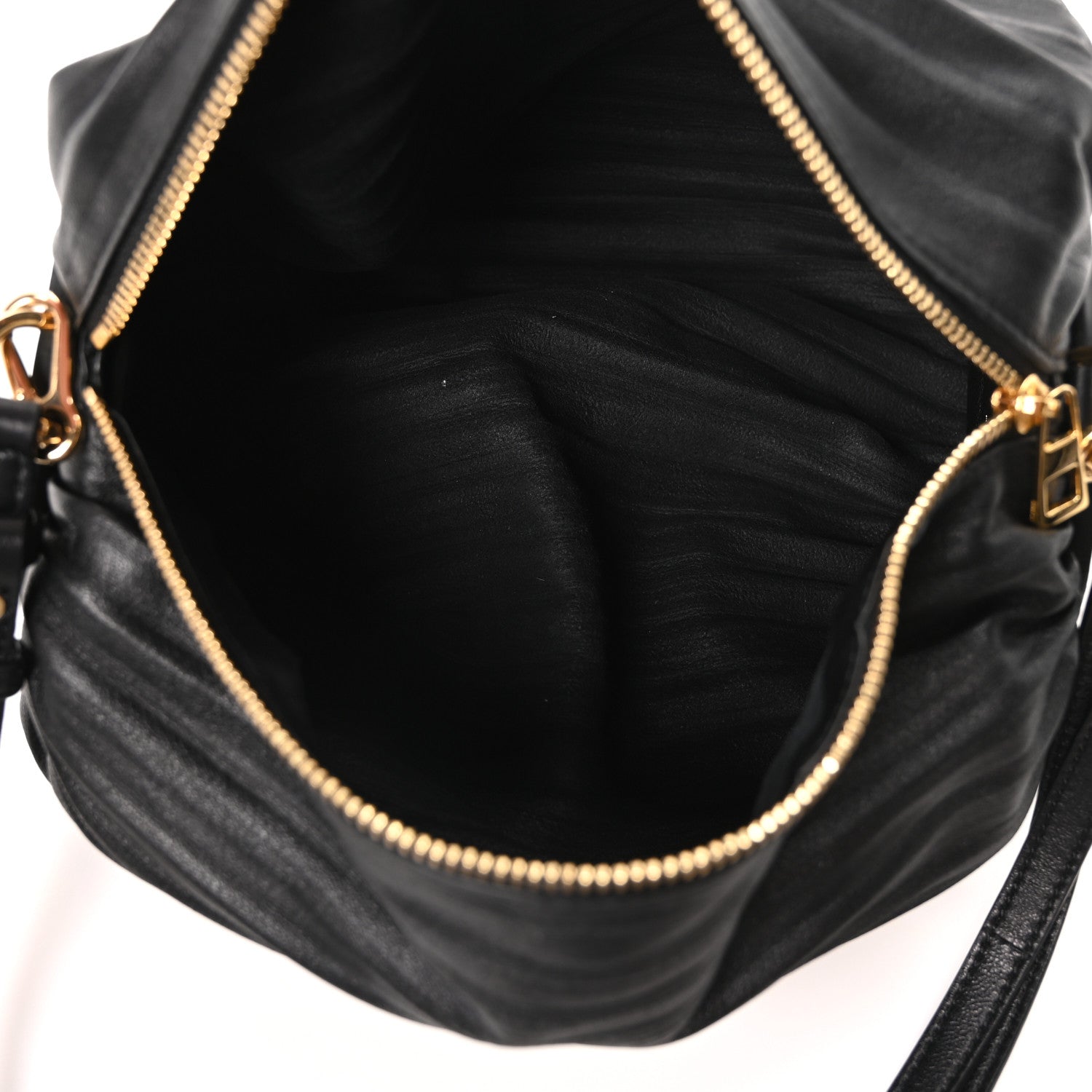 Loewe Lambskin Pleated Bracelet Pouch Shoulder Bag Black 5 of 9