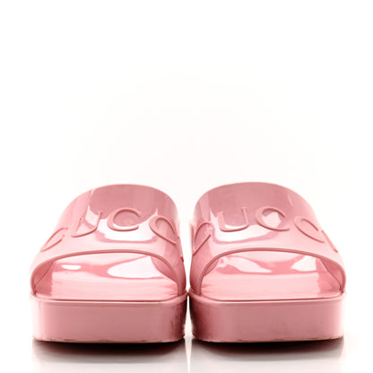Gucci Rubber Gucci Logo Womens Platform 20/60mm Slide Sandals 36 Wild Rose 2 of 8