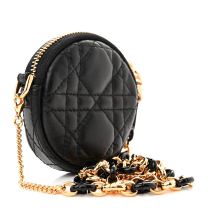 Christian Dior Lambskin Mini Cannage Round Caro Crossbody Pouch Black 3 of 10